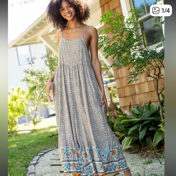 NATURAL LIFE Blue and Orange Bohemian (Zoe) Jumpsuit with adj straps- EUC! - Picture 4 of 14